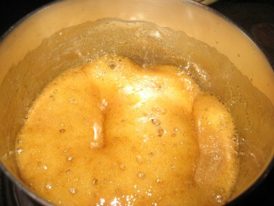 maple syrup in pot with smooth and glossy surface